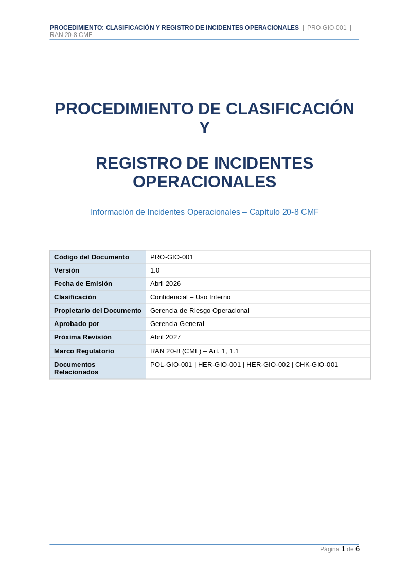 Toolkit RAN 20-9 — Continuidad Operacional
