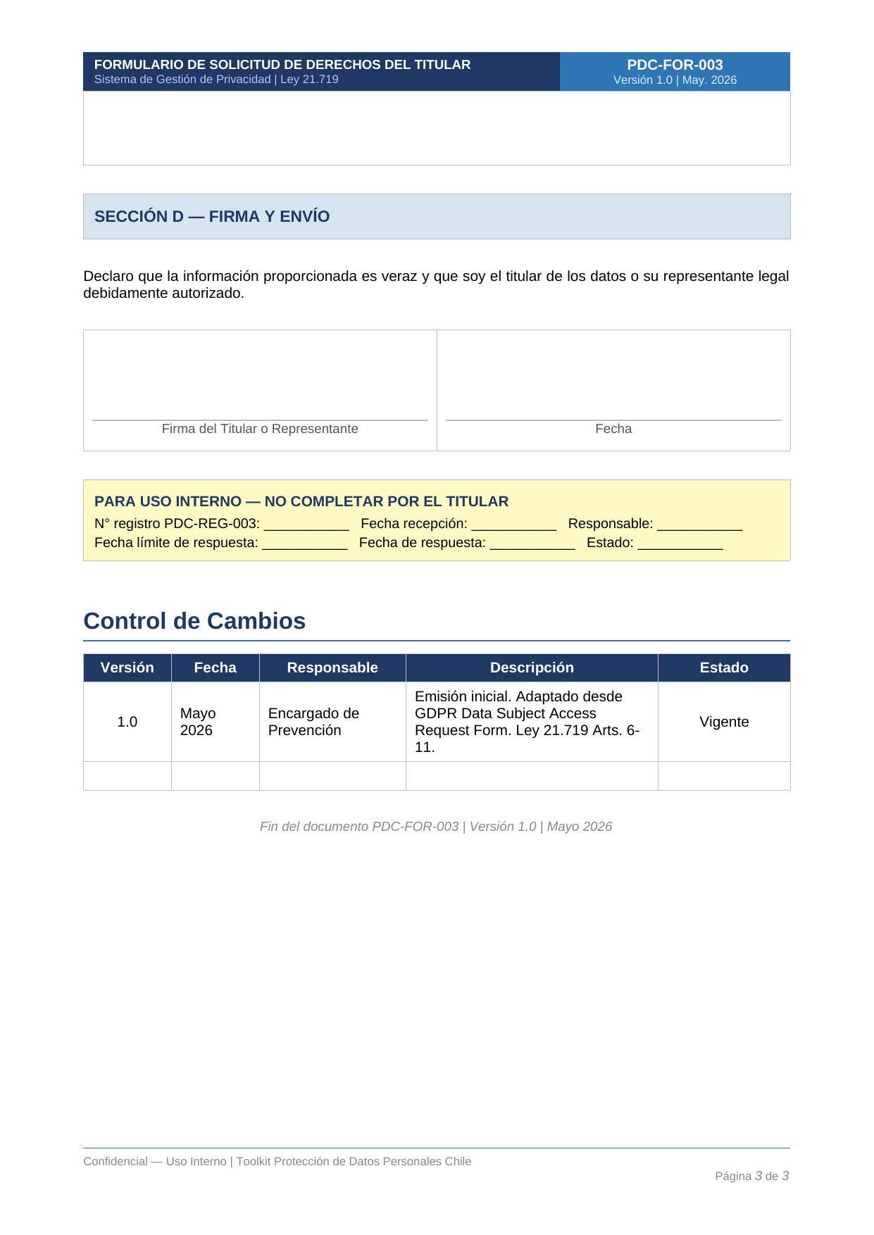 Toolkit Ley 21.719 — Protección de Datos Personales