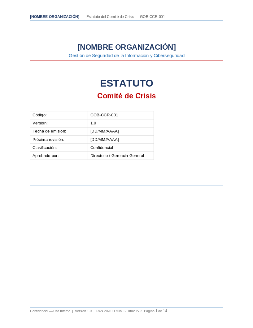 Toolkit RAN 20-9 — Continuidad Operacional