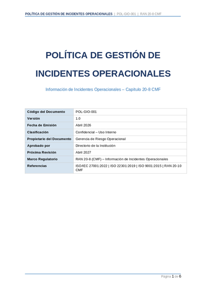 Toolkit RAN 20-9 — Continuidad Operacional