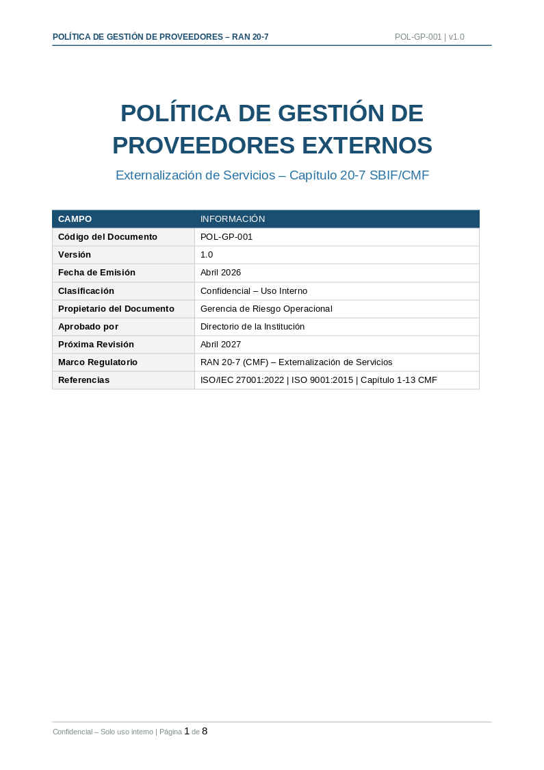 Toolkit RAN 20-9 — Continuidad Operacional