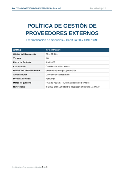 Toolkit RAN 20-9 — Continuidad Operacional